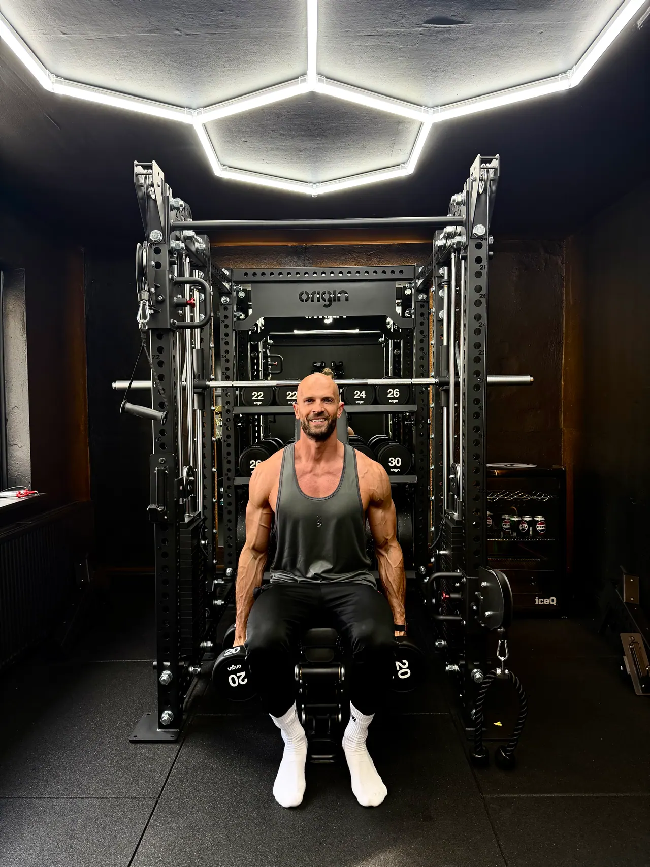 Daniel training in a home gym